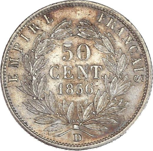Reverso 50 céntimos 1856 D "Tipo 1853-1863" - valor de la moneda de plata - Francia, Napoleón III Bonaparte