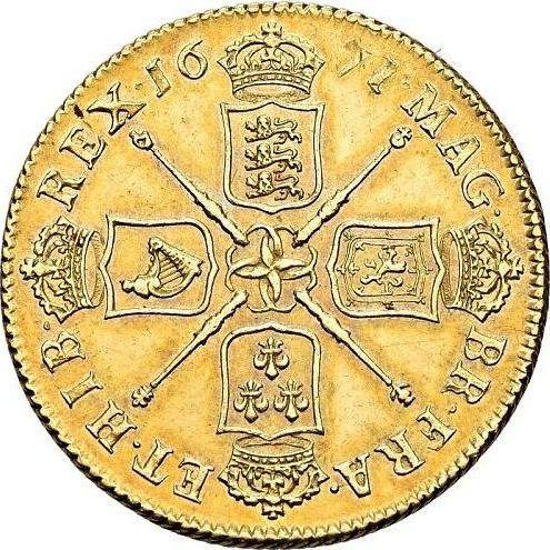 Reverso 2 guineas 1671 "Primer busto laureado" - valor de la moneda de oro - Gran Bretaña, Carlos II