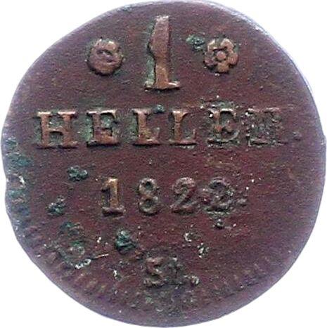 Reverso 1 heller 1822 ST - valor de la moneda  - Lippe, Paulo Alexander Leopold II