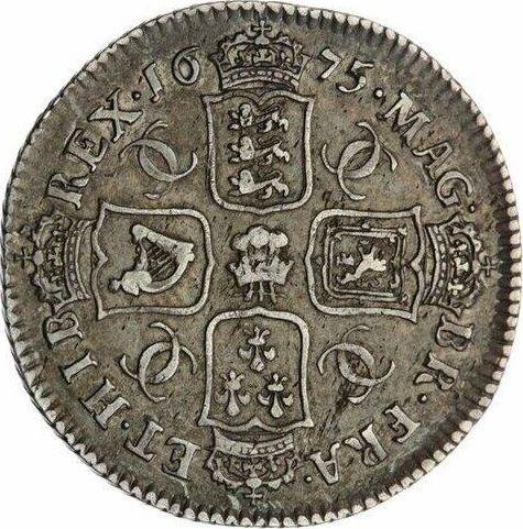 Реверс монеты - 1 шиллинг 1675 года "Второй тип" Перья на обеих сторонах - цена серебряной монеты - Великобритания, Карл II