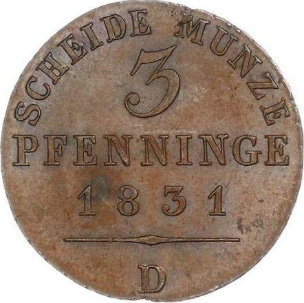 Reverse 3 Pfennig 1831 D -  Coin Value - Prussia, Frederick William III