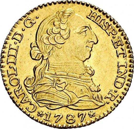 Obverse 1 Escudo 1787 M DV - Gold Coin Value - Spain, Charles III