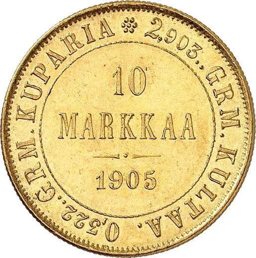 Reverse 10 Mark 1905 L - Gold Coin Value - Finland, Grand Duchy