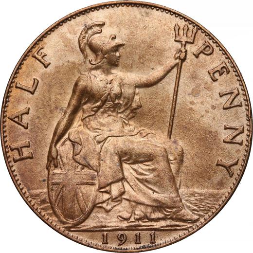 Rewers monety - 1/2 pensa 1911 - cena monety - Wielka Brytania, Jerzy V