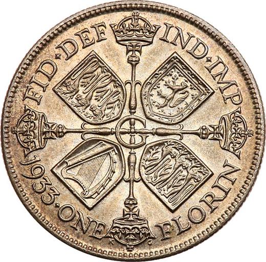 Реверс монеты - Флорин (2 шиллинга) 1933 года - цена серебряной монеты - Великобритания, Георг V