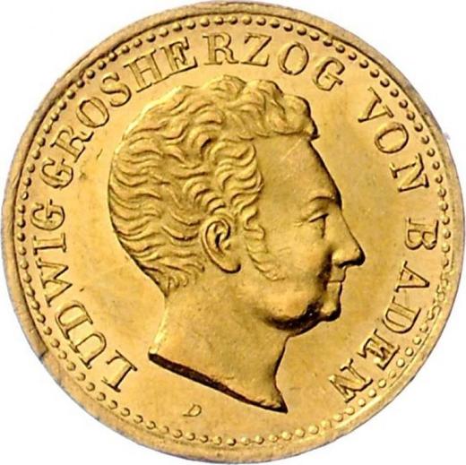Obverse 5 Gulden 1827 D - Gold Coin Value - Baden, Louis I