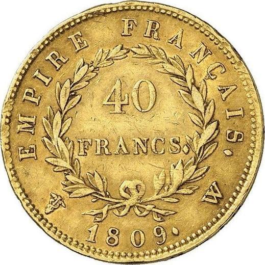 Reverse 40 Francs 1809 W "Type 1809-1813" - Gold Coin Value - France, Napoleon I