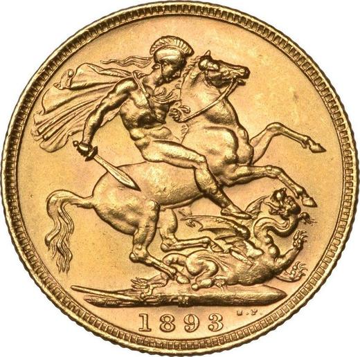 Revers Sovereign 1893 M "Schleierkopf" - Goldmünze Wert - Australien, Victoria