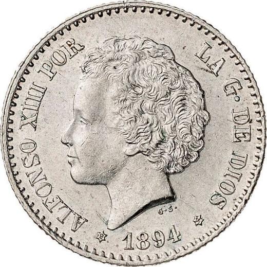 Obverse 50 Céntimos 1894 PGV - Silver Coin Value - Spain, Alfonso XIII