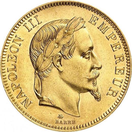 Anverso 100 francos 1868 A "Tipo 1862-1870" - valor de la moneda de oro - Francia, Napoleón III Bonaparte