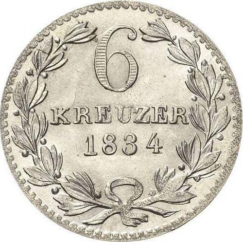 Reverse 6 Kreuzer 1834 D - Silver Coin Value - Baden, Leopold