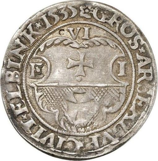 Obverse 6 Groszy (Szostak) 1535 "Elbing" - Silver Coin Value - Poland, Sigismund I the Old