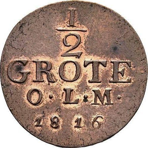 Reverso 1/2 groten 1816 - valor de la moneda  - Oldemburgo, Pedro Federico Guillermo