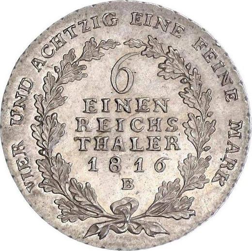 Reverse 1/6 Thaler 1816 B "Type 1809-1818" - Silver Coin Value - Prussia, Frederick William III