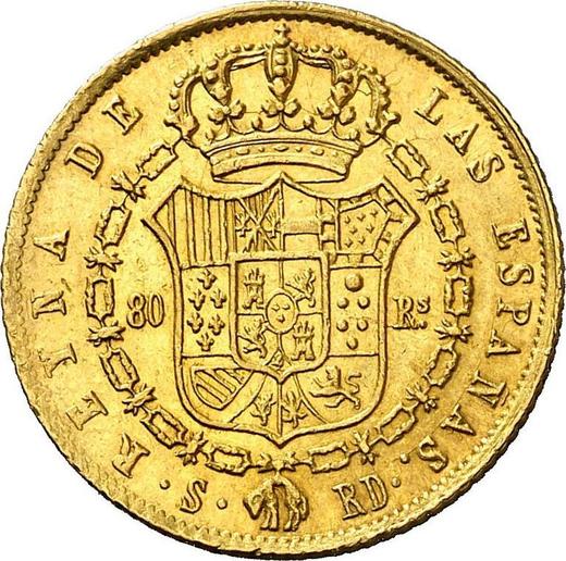 Reverse 80 Reales 1843 S RD - Gold Coin Value - Spain, Isabella II