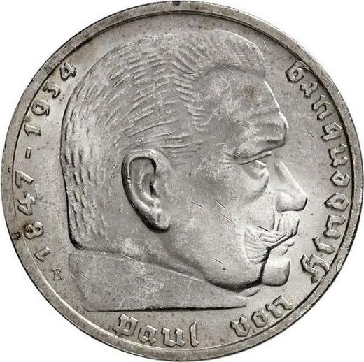 Obverse 5 Reichsmark 1936 E "Hindenburg" - Silver Coin Value - Germany, Third Reich
