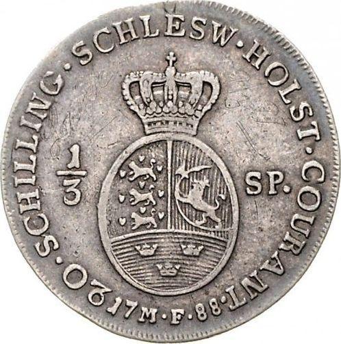 Reverse 1/3 Thaler 1788 MF - Silver Coin Value - Schleswig-Holstein, Christian VII