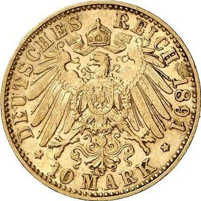 Rewers monety - 10 marek 1891 E "Saksonia" - cena złotej monety - Niemcy, Cesarstwo Niemieckie