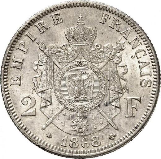 Reverse 2 Francs 1868 A "Type 1866-1870" - Silver Coin Value - France, Napoleon III