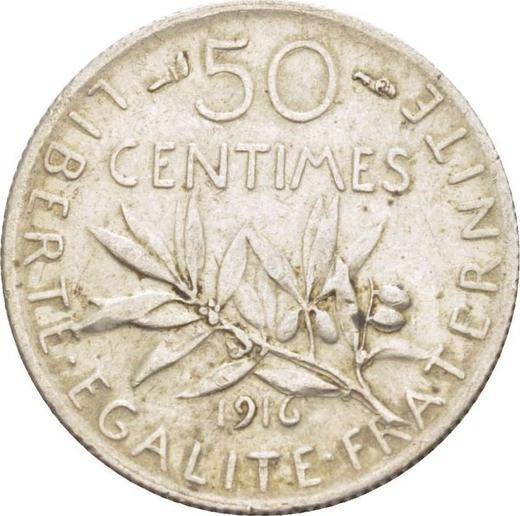 Reverse 50 Centimes 1916 "Sower" - Silver Coin Value - France, Third Republic