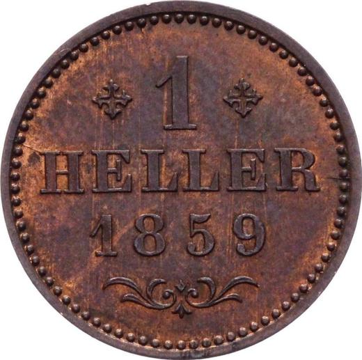Reverso 1 heller 1859 - valor de la moneda  - Fráncfort del Meno, Ciudad Libre
