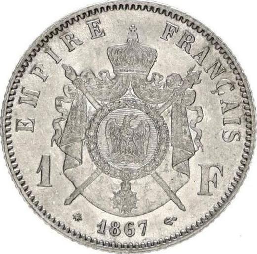 Reverse 1 Franc 1867 A "Type 1866-1870" - Silver Coin Value - France, Napoleon III