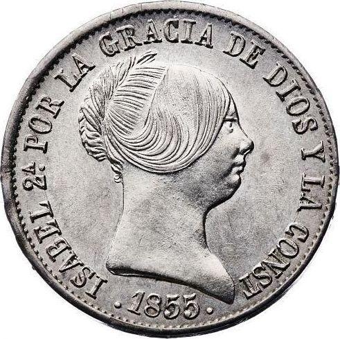 Obverse 10 Reales 1855 7-pointed star - Silver Coin Value - Spain, Isabella II