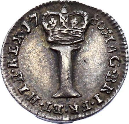 Reverso Penique 1780 - valor de la moneda de plata - Gran Bretaña, Jorge III