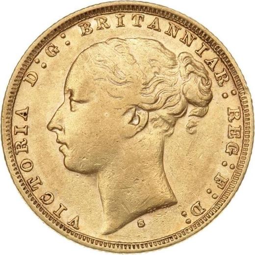 Аверс монеты - Соверен 1879 года S WW "Св. Георгий" - цена золотой монеты - Австралия, Виктория