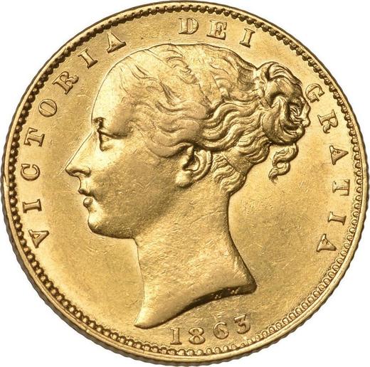 Obverse Sovereign 1863 WW "Shield" No number - Gold Coin Value - United Kingdom, Victoria