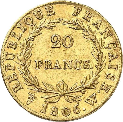 Reverse 20 Francs 1806 W "Type 1806-1807" - Gold Coin Value - France, Napoleon I