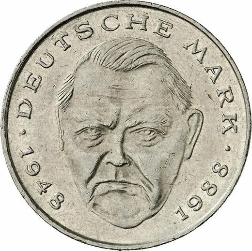 Obverse 2 Mark 1993 F "Ludwig Erhard" -  Coin Value - Germany, FRG