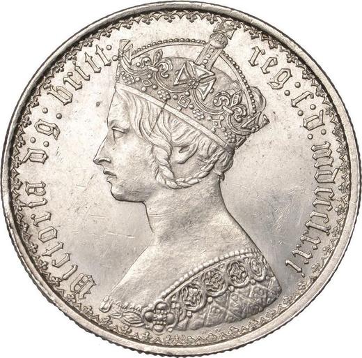 Anverso Florín (2 chelines) 1871 WW "Gótica" - valor de la moneda de plata - Gran Bretaña, Victoria
