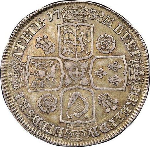 Reverso Media corona 1732 "Retrato en años jóvenes" - valor de la moneda de plata - Gran Bretaña, Jorge II