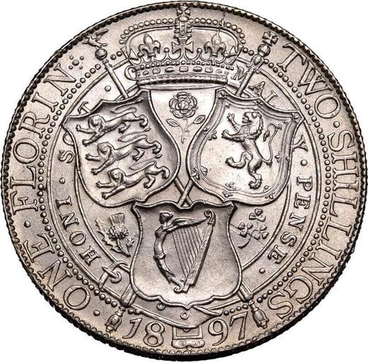 Revers 2 Schilling (Florin) 1897 TB - Silbermünze Wert - Großbritannien, Victoria