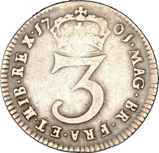 Reverse Threepence 1701 - Silver Coin Value - United Kingdom, William III