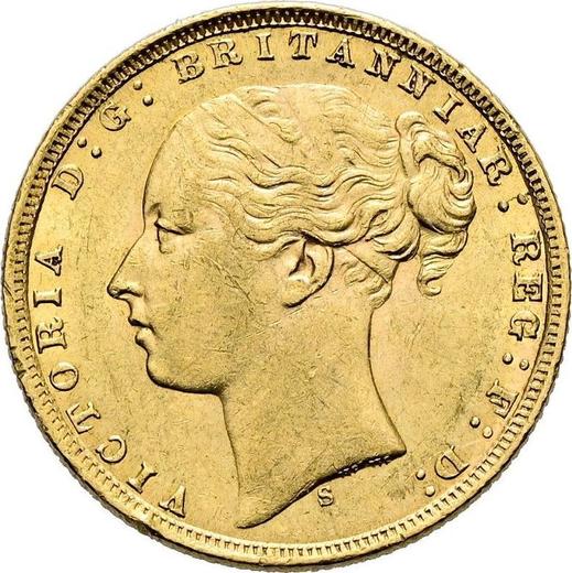 Аверс монеты - Соверен 1872 года S WW "Св. Георгий" - цена золотой монеты - Австралия, Виктория