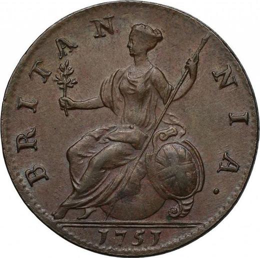 Реверс монеты - 1/2 пенни 1751 года "Портрет в старости" - цена  монеты - Великобритания, Георг II