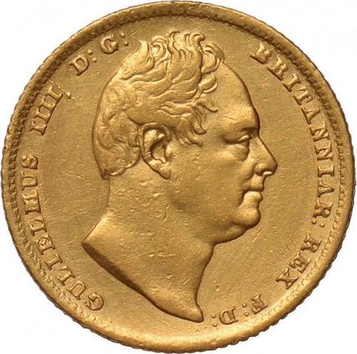Anverso 1/2 soberano 1836 "Tamaño grande (19 mm)" Anverso de 6 pences - valor de la moneda de oro - Gran Bretaña, Guillermo IV