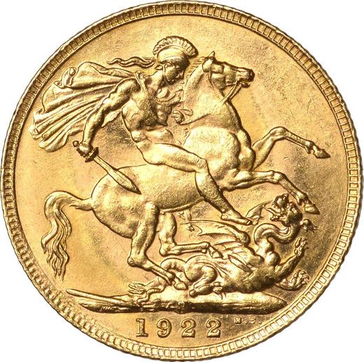Reverse Sovereign 1922 P - Gold Coin Value - Australia, George V
