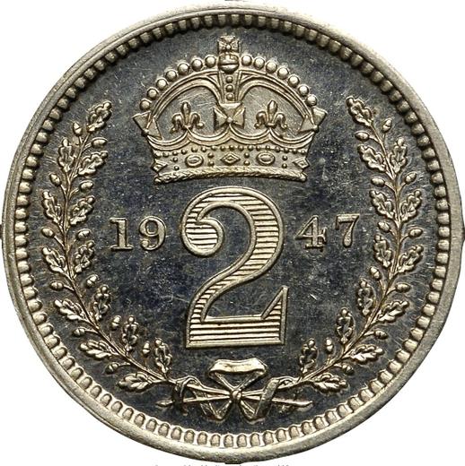 Reverse Twopence 1947 HP - Silver Coin Value - United Kingdom, George VI