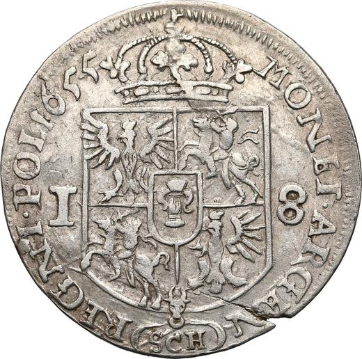 Reverse Ort (18 Groszy) 1655 IT SCH "Type 1655-1658" - Silver Coin Value - Poland, John II Casimir