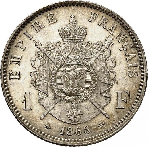 Reverse 1 Franc 1868 A "Type 1866-1870" - Silver Coin Value - France, Napoleon III