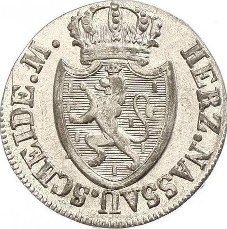 Anverso 3 kreuzers 1818 - valor de la moneda de plata - Nassau, Guillermo