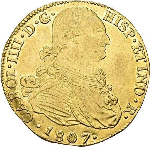 Obverse 8 Escudos 1807 P JF - Gold Coin Value - Colombia, Charles IV
