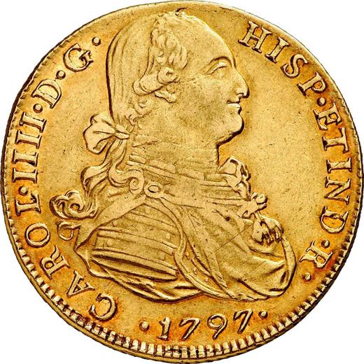 Obverse 8 Escudos 1797 JI - Gold Coin Value - Peru, Charles IV