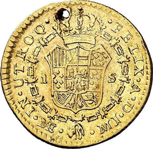 Reverse 1 Escudo 1779 MJ - Gold Coin Value - Peru, Charles III