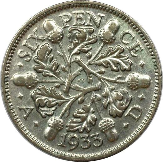Revers 6 Pence 1933 - Silbermünze Wert - Großbritannien, Georg V