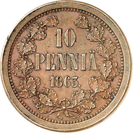Reverse Pattern 10 Pennia 1863 -  Coin Value - Finland, Grand Duchy