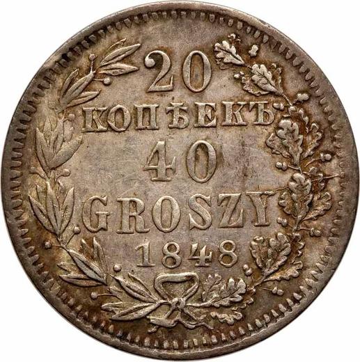Reverse 20 Kopeks - 40 Groszy 1848 MW - Silver Coin Value - Poland, Russian protectorate